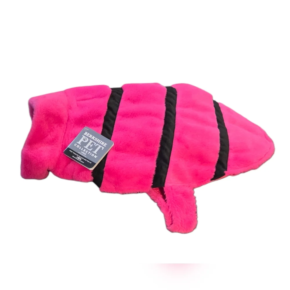 Berkshire - NEW Size Large Vibrant Pink & Black Faux Fur Pet Coat